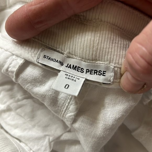 James Perse White Linen Straight Leg Pant Drawstring Waist Size 0/XS - Picture 6 of 9